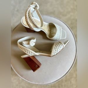 Sam Edelman White woven block heel